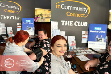 OneBridge Nurse Brie and inCommunity Connect Women's Club Participant Bec pictured inside Women's Club.